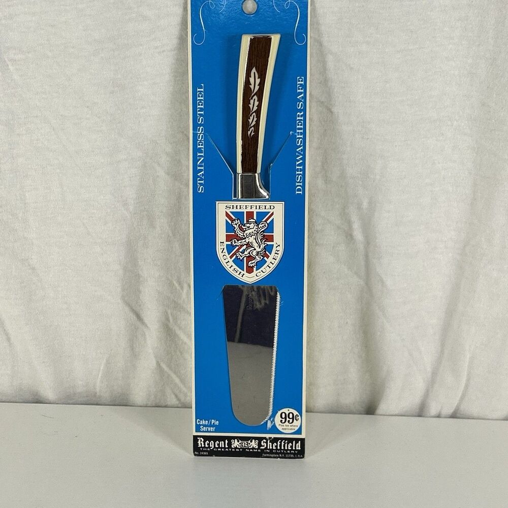 Vintage Regent Sheffield Pie And Cake Server Stainless Steel Leaf Pattern Handle